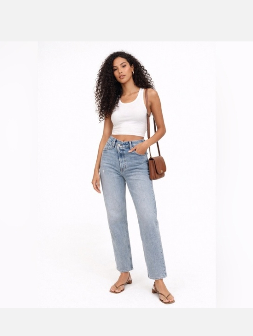 Abercrombie & Fitch 90s Straight Jeans Distressed High Rise Sz 29 / 8R Split Hem